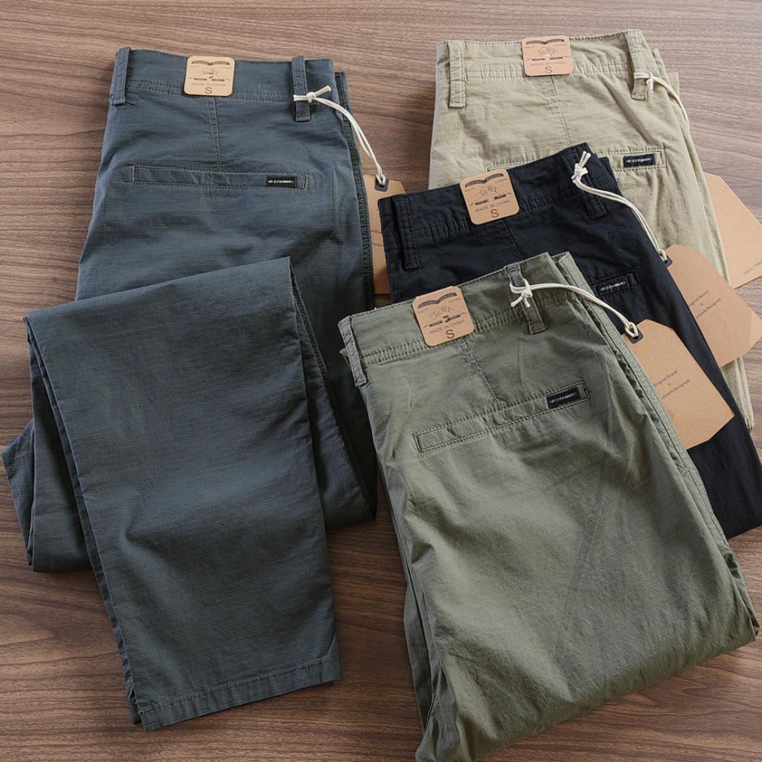 [Kit 4 Unidades] Calça Reta Masculina em Sarja  + Carteira de Brinde