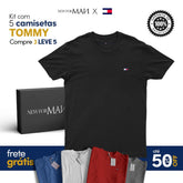 Kit 5 Camisetas Tommy + 3 Cuecas Boxer de Brinde