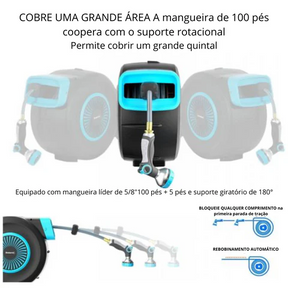 GardenHouse - Mangueira Externa Com Enrolador Retrátil, trava e Suporte Giratório 180 - ⚠️ Últimas unidades em cada tamanho