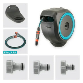 GardenHouse - Mangueira Externa Com Enrolador Retrátil, trava e Suporte Giratório 180 - ⚠️ Últimas unidades em cada tamanho