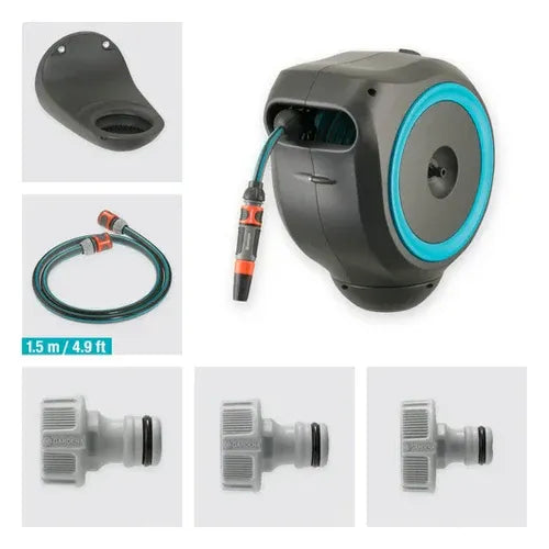 GardenHouse - Mangueira Externa Com Enrolador Retrátil, trava e Suporte Giratório 180 - ⚠️ Últimas unidades em cada tamanho