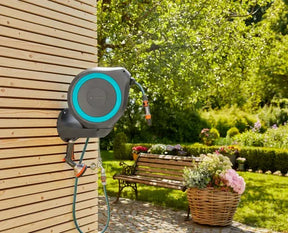 GardenHouse - Mangueira Externa Com Enrolador Retrátil, trava e Suporte Giratório 180 - ⚠️ Últimas unidades em cada tamanho